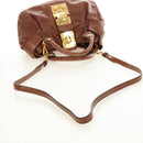 Miu Miu Hand Bag Leather 2way Brown Gold Auth yk20500SAM-9