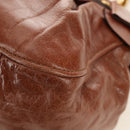 Miu Miu Hand Bag Leather 2way Brown Gold Auth yk20500SAM-18