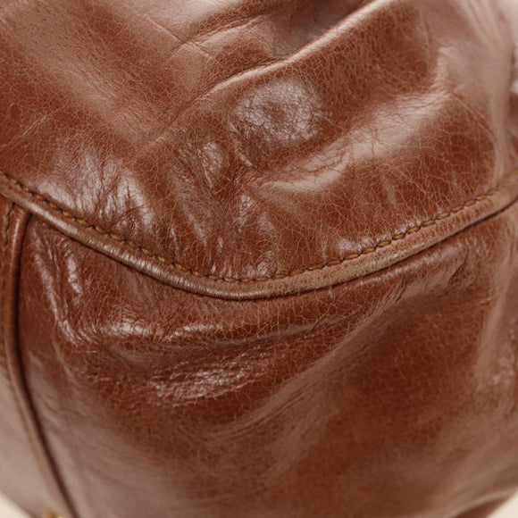 Miu Miu Hand Bag Leather 2way Brown Gold Auth yk20500SAM