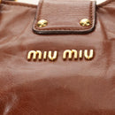 Miu Miu Hand Bag Leather 2way Brown Gold Auth yk20500SAM-21
