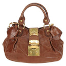 Miu Miu Hand Bag Leather 2way Brown Gold Auth yk20500SAM-13