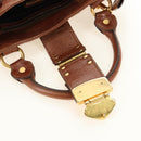 Miu Miu Hand Bag Leather 2way Brown Gold Auth yk20500SAM-24