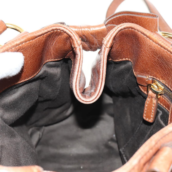 Miu Miu Hand Bag Leather 2way Brown Gold Auth yk20500SAM