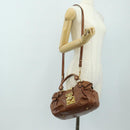 Miu Miu Hand Bag Leather 2way Brown Gold Auth yk20500SAM-30