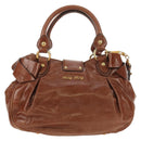 Miu Miu Hand Bag Leather 2way Brown Gold Auth yk20500SAM-2