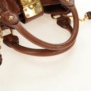 Miu Miu Hand Bag Leather 2way Brown Gold Auth yk20500SAM-7