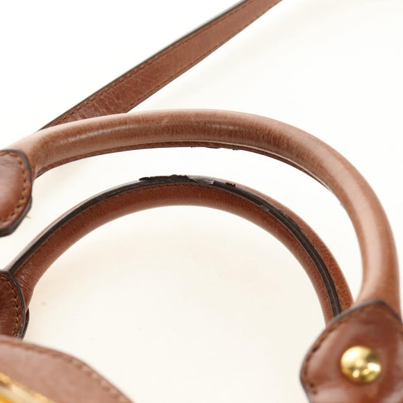 Miu Miu Hand Bag Leather 2way Brown Gold Auth yk20500SAM