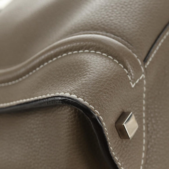 CELINE Luggage Mini Shopper Hand Bag Leather Gray Silver Auth yk20501SAM