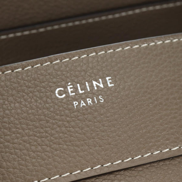 CELINE Luggage Mini Shopper Hand Bag Leather Gray Silver Auth yk20501SAM