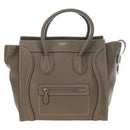 CELINE Luggage Mini Shopper Hand Bag Leather Gray Silver Auth yk20501SAM-13