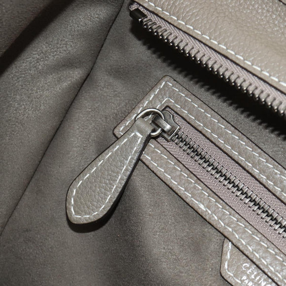 CELINE Luggage Mini Shopper Hand Bag Leather Gray Silver Auth yk20501SAM