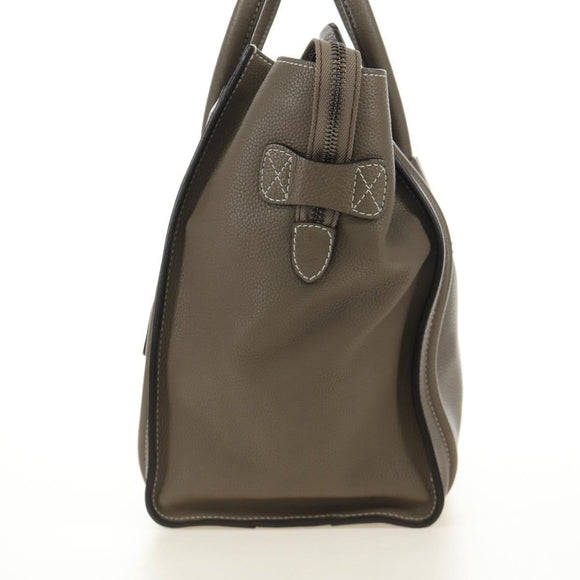 CELINE Luggage Mini Shopper Hand Bag Leather Gray Silver Auth yk20501SAM