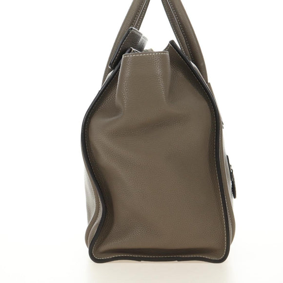 CELINE Luggage Mini Shopper Hand Bag Leather Gray Silver Auth yk20501SAM
