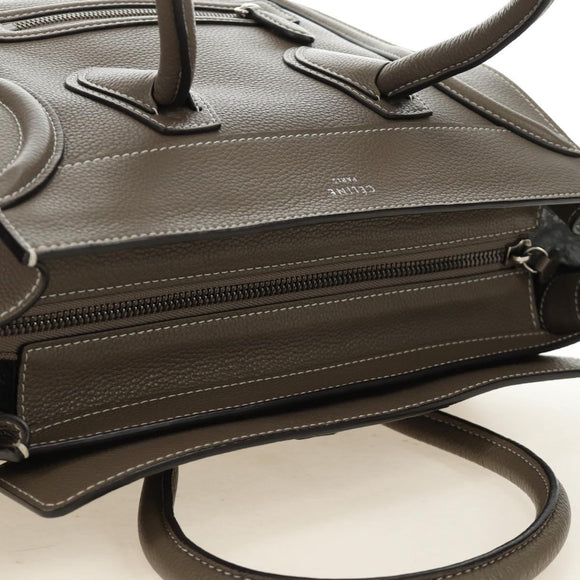 CELINE Luggage Mini Shopper Hand Bag Leather Gray Silver Auth yk20501SAM