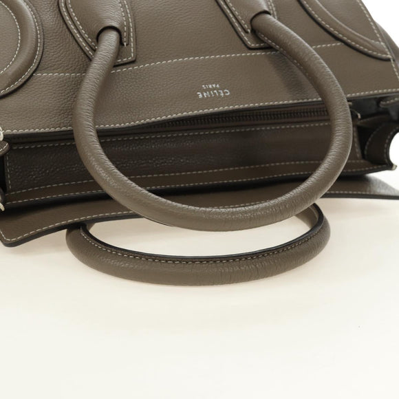 CELINE Luggage Mini Shopper Hand Bag Leather Gray Silver Auth yk20501SAM
