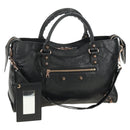 BALENCIAGA The Giant City Bag Leer 2way Zwart Goud 281770 Auth yk20502SAM-1