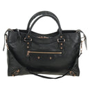 BALENCIAGA The Giant City Bag Leer 2way Zwart Goud 281770 Auth yk20502SAM-13