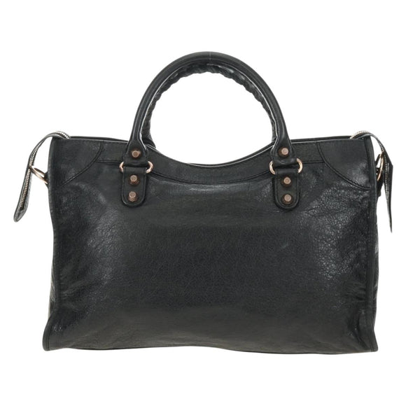 BALENCIAGA The Giant City Bag Leer 2way Zwart Goud 281770 Auth yk20502SAM