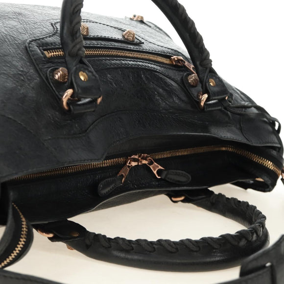 BALENCIAGA The Giant City Bag Leer 2way Zwart Goud 281770 Auth yk20502SAM