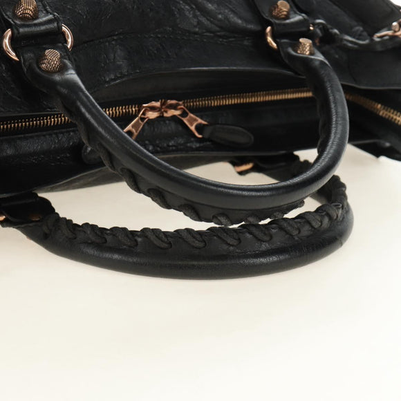 BALENCIAGA The Giant City Bag Leer 2way Zwart Goud 281770 Auth yk20502SAM