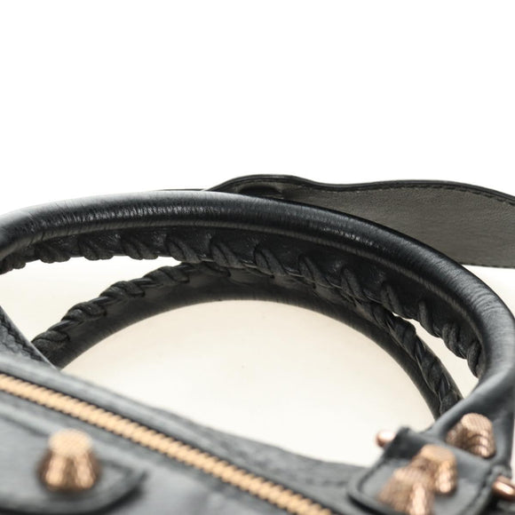 BALENCIAGA The Giant City Bag Leer 2way Zwart Goud 281770 Auth yk20502SAM