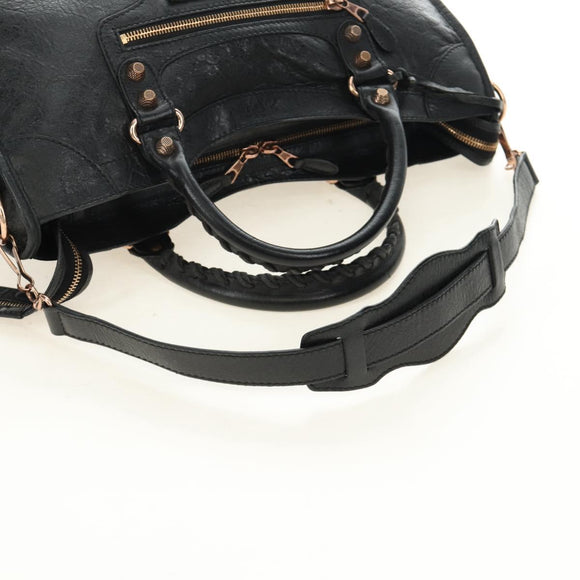 BALENCIAGA The Giant City Bag Leer 2way Zwart Goud 281770 Auth yk20502SAM