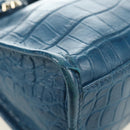 BALENCIAGA Classic Mini City Bag Embossed leather Blue 300295 Auth yk20503SAM-15