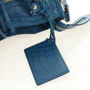 BALENCIAGA Classic Mini City Bag Embossed leather Blue 300295 Auth yk20503SAM-19