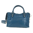BALENCIAGA Classic Mini City Bag Embossed leather Blue 300295 Auth yk20503SAM-3