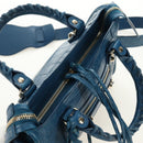 BALENCIAGA Classic Mini City Bag Embossed leather Blue 300295 Auth yk20503SAM-6