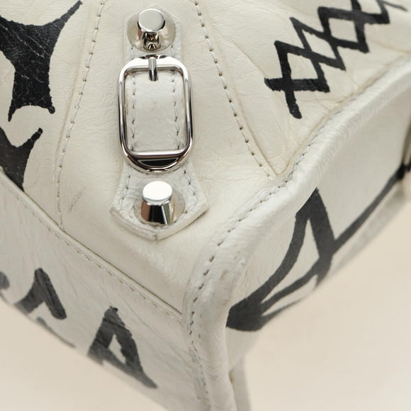 BALENCIAGA Graffiti Classic Mini City Leather 2way White 300295 Auth yk20504SAM