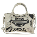 BALENCIAGA Graffiti Classic Mini City Leather 2way White 300295 Auth yk20504SAM-13