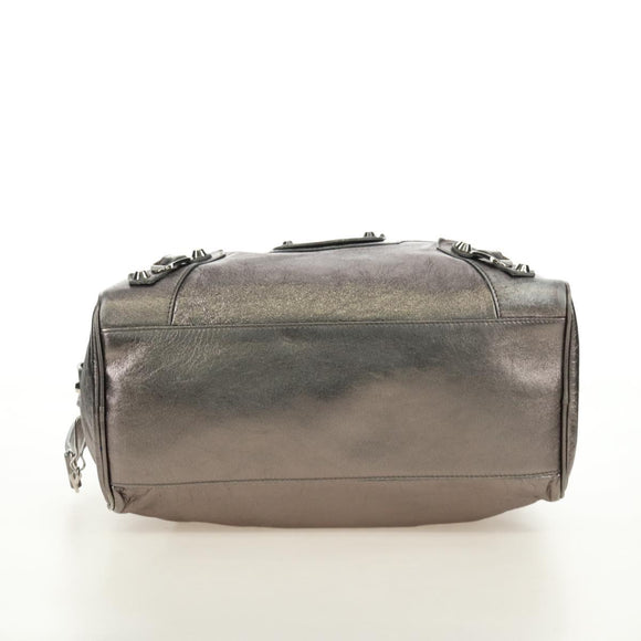 BALENCIAGA The Box Hand Bag Leather 2way Silver 145694 Auth yk20505SAM