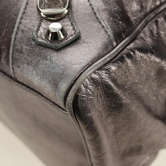 BALENCIAGA The Box Hand Bag Leather 2way Silver 145694 Auth yk20505SAM