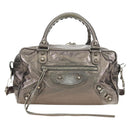 BALENCIAGA The Box Hand Bag Leather 2way Silver 145694 Auth yk20505SAM-2