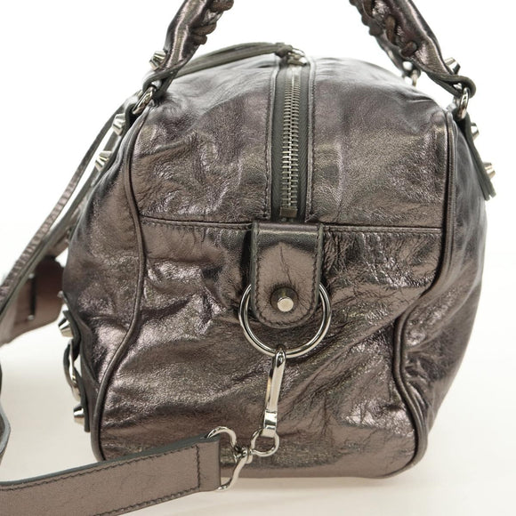 BALENCIAGA The Box Hand Bag Leather 2way Silver 145694 Auth yk20505SAM