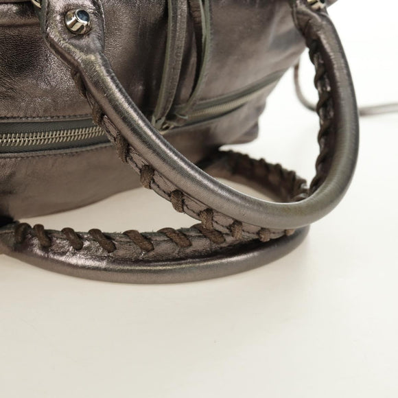 BALENCIAGA The Box Hand Bag Leather 2way Silver 145694 Auth yk20505SAM