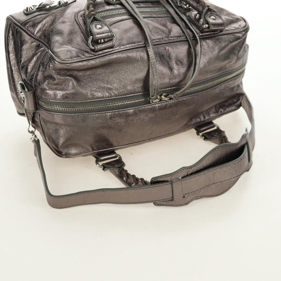 BALENCIAGA The Box Hand Bag Leather 2way Silver 145694 Auth yk20505SAM
