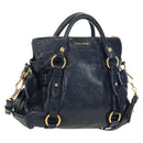 Miu Miu Hand Bag Leather 2way Navy Gold Auth yk20506SAM-1