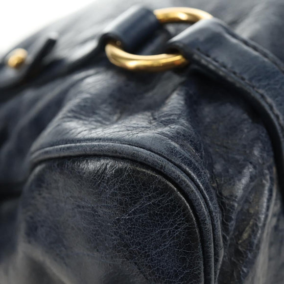 Miu Miu Hand Bag Leather 2way Navy Gold Auth yk20506SAM