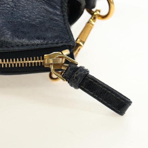 Miu Miu Hand Bag Leather 2way Navy Gold Auth yk20506SAM