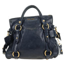 Miu Miu Hand Bag Leather 2way Navy Gold Auth yk20506SAM-13