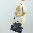 Miu Miu Hand Bag Leather 2way Navy Gold Auth yk20506SAM-26