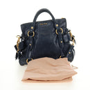 Miu Miu Hand Bag Leather 2way Navy Gold Auth yk20506SAM-12