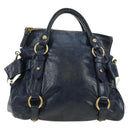 Miu Miu Hand Bag Leather 2way Navy Gold Auth yk20506SAM-2
