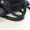 Miu Miu Hand Bag Leather 2way Navy Gold Auth yk20506SAM-7