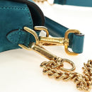FENDI Mamma Baguette Hand Bag Suede 2way Blue Gold Auth yk20507SAM-13