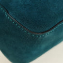 FENDI Mamma Baguette Hand Bag Suede 2way Blue Gold Auth yk20507SAM-15