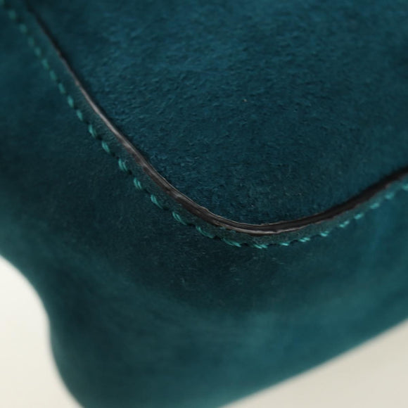 FENDI Mamma Baguette Hand Bag Suede 2way Blue Gold Auth yk20507SAM