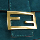 FENDI Mamma Baguette Hand Bag Suede 2way Blue Gold Auth yk20507SAM-19